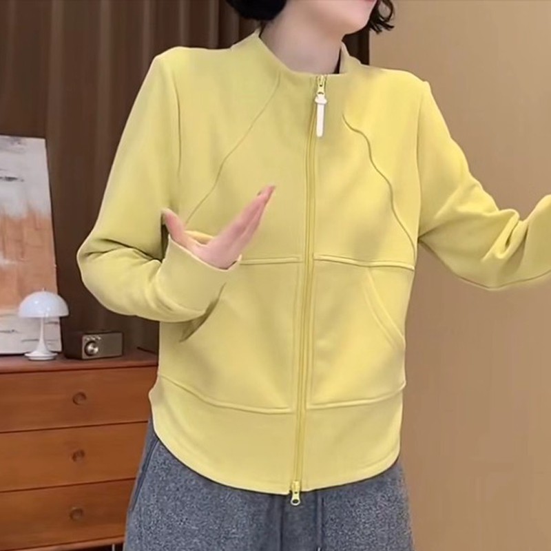 韩版立领双拉链卫衣外套女秋冬新款胖MM大码女装宽松显瘦休闲上衣