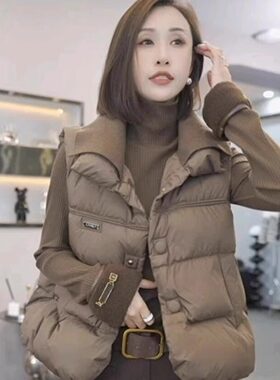 马甲2024新款女装马夹背心春秋季欧洲站加厚秋冬外穿羽绒欧货外贸