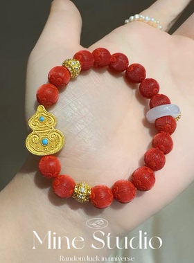 Mine Studio·新中式新年天然朱砂红丝绒灯笼手串本命年跑女手链