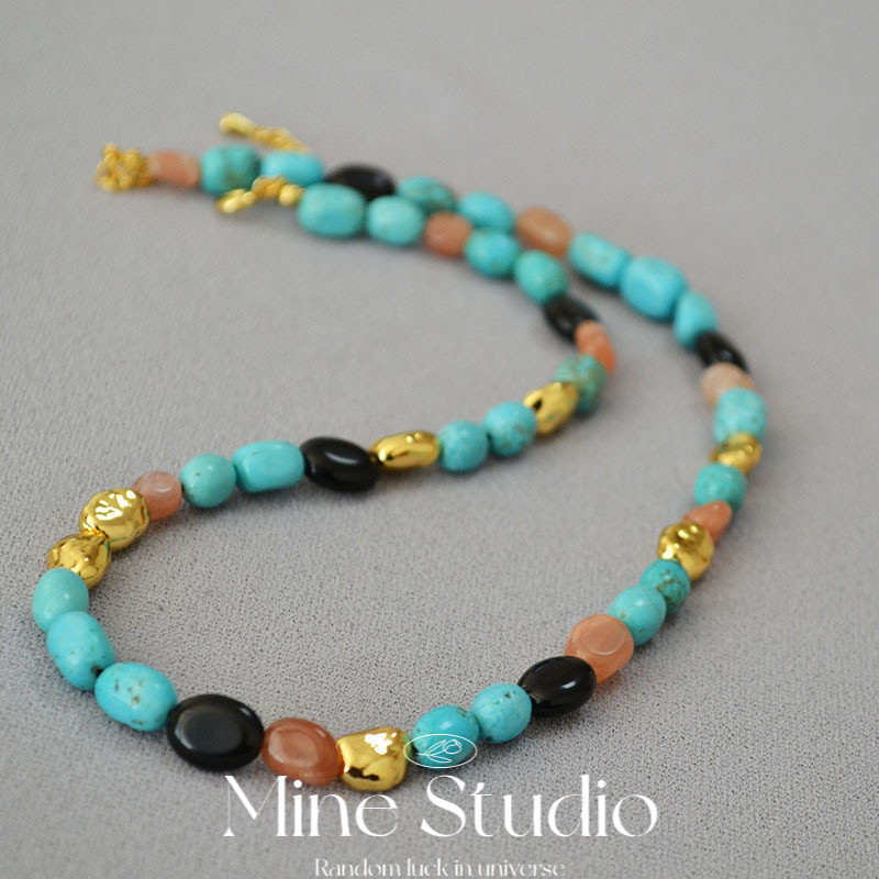 Mine Studio｜2025新款多彩天然石叠搭项链松石串珠手链欧美ins风