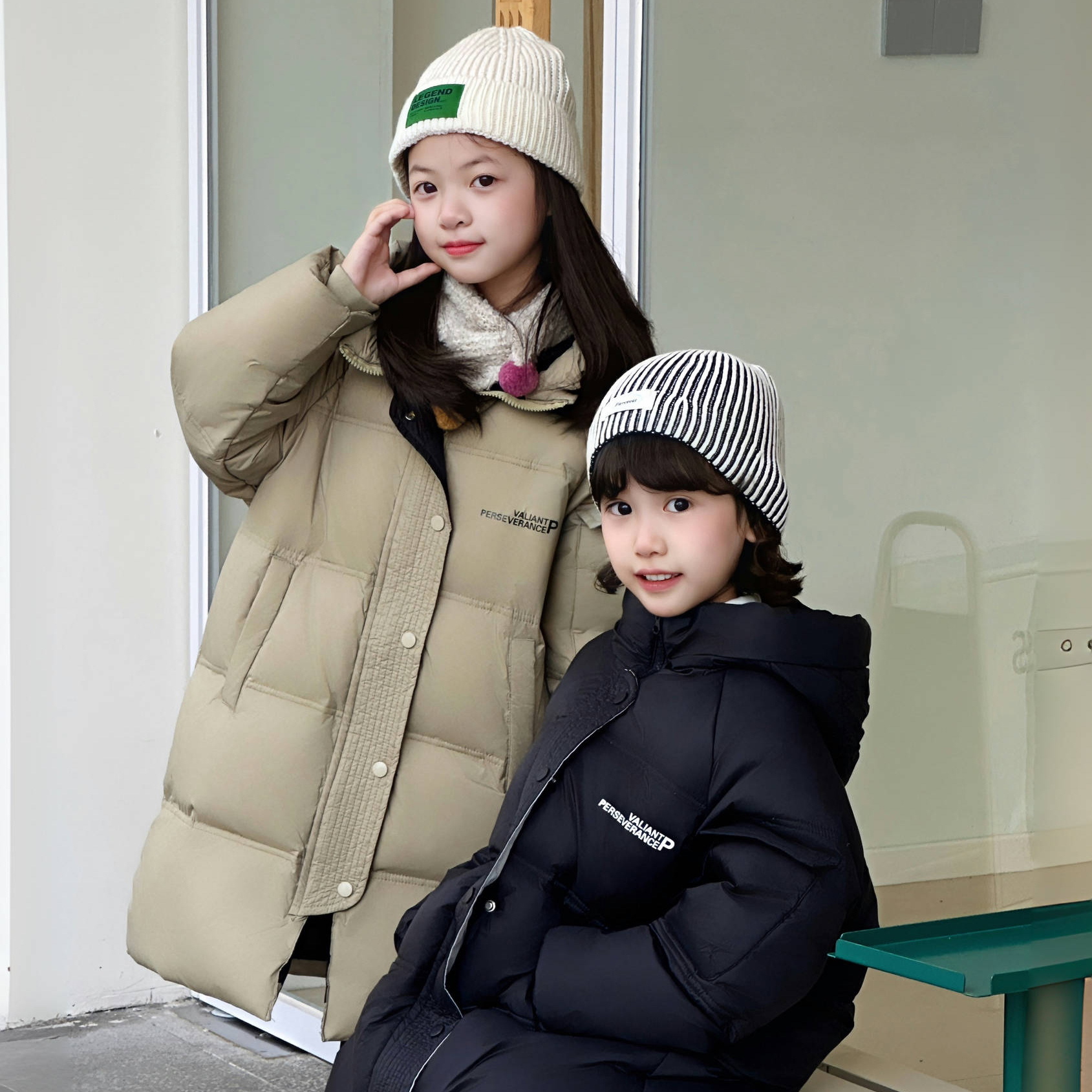 女童羽绒服冬季90白鸭绒长款连帽外套儿童加厚保暖棉衣时尚洋气