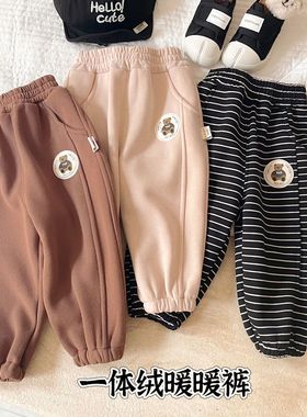 新生儿加绒休闲裤婴儿秋冬季一体绒运动裤宝宝洋气加厚卫裤95029