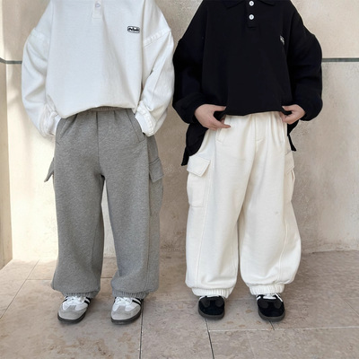 童裤2025秋季新款韩版儿童侧口袋卫裤男女童时尚百搭宽松灯笼裤潮