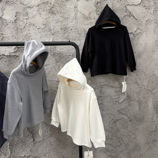 高克重冬款儿童软糯仿羊绒连帽打底衫男女童双面磨毛发热内搭