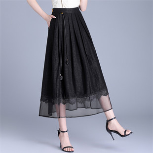 龟纹香云纱半身裙高端女装真品清仓断码捡漏中式真丝桑蚕丝中长裙