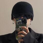 复古风ins搞怪眼镜拍照个性 202嘻哈潮人小方形偏光墨镜男士 韩版