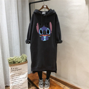 加绒加厚炸街卫衣裙秋冬季宽松显瘦大码女装胖mm300斤连衣裙子200