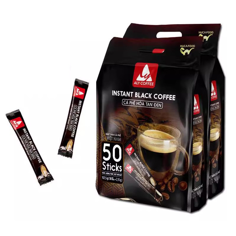 越南进口艾莱 ALY COFFEE 黑咖啡2.15克*50条袋装 纯黑咖啡粉速溶