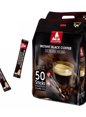 越南进口艾莱 ALY COFFEE 黑咖啡2.15克*50条袋装 纯黑咖啡粉速溶