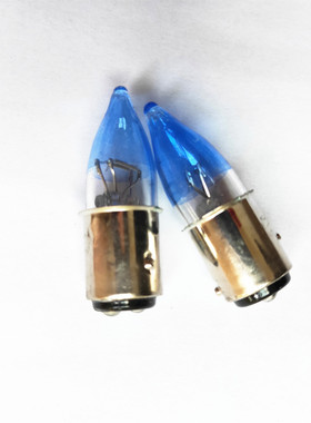 电瓶车刹车灯泡56V25/25W卡口灯泡高低脚双灯丝V15卡口蓝色尖头泡