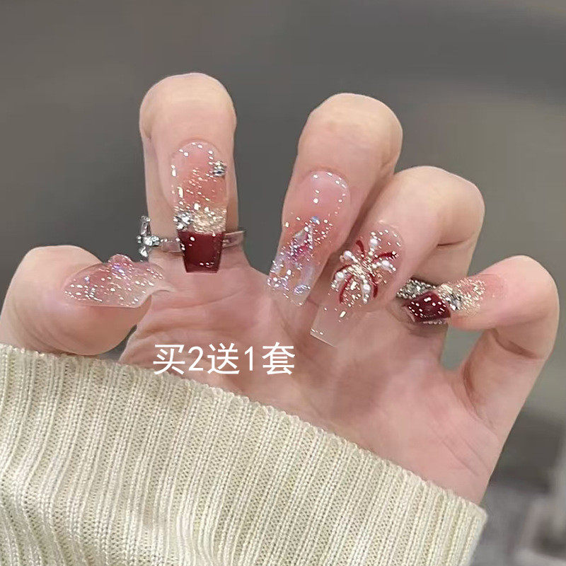 秋冬新款爆闪钻穿戴甲烟花假指甲贴片高级感轻奢美甲学生孕妇可用,彩妆/香水/美妆工具,美甲工具,淘宝优惠券,粉丝福利购,淘宝优惠卷