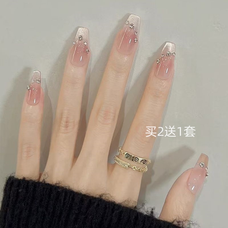 穿戴甲高级感网红假指甲贴片纯欲风猫眼美甲片成品中长款手工甲片