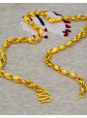 镀金越南沙金项链不掉色仿金假黄金链子空心麻花链瓜子链男饰品女