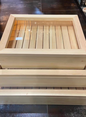 日式木制带盖刺身盒鱼盒三纹鱼盒板前用木盒牛肉盘盒日本料理餐具