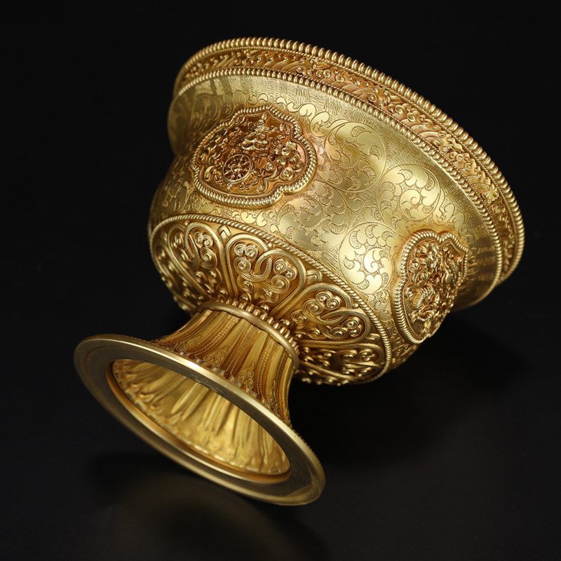 慧宝八吉祥供水碗D款纯铜供水杯佛前七支供铜碗圣水杯器具摆件