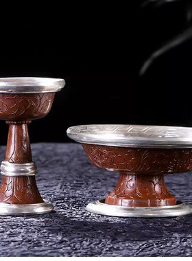 藏传尼泊尔手工雕花锤纹护法杯