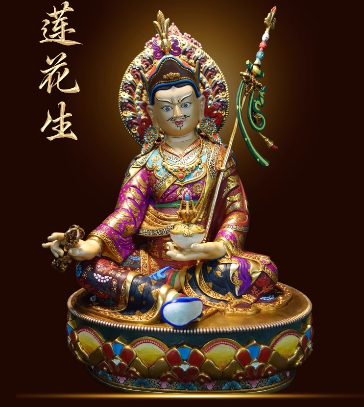 莲花生大士佛像彩绘背光尼泊尔