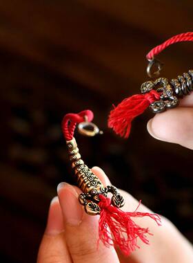 铜做旧手工编绳铁蝎计数器卡子文玩流苏蝎子计子数器DIY饰品配件