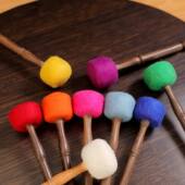 钵配件尼泊尔颂钵佛音钵满月羊毛敲棒七彩毛线针织敲棒锤敲击棒