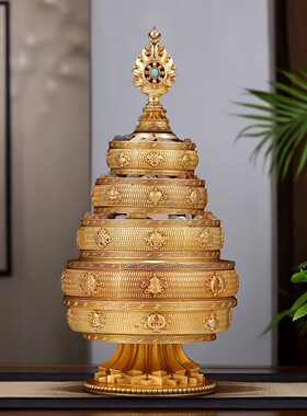 精工铜曼扎盘八吉祥雕花供修曼茶罗盘全套曼达盘随身迷你小号8cm