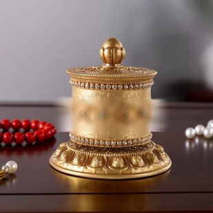 缩微胶片黄铜指捻转轮经桶办公手捻动转桶大自在莲师甘珠尔车载摆