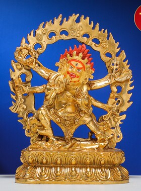 仿尼泊尔铜鎏金六臂玛哈嘎拉佛像
