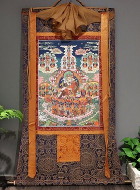 绿度母唐卡画像莲师皈依境唐卡挂画供奉黄财神尼泊尔款装饰壁画