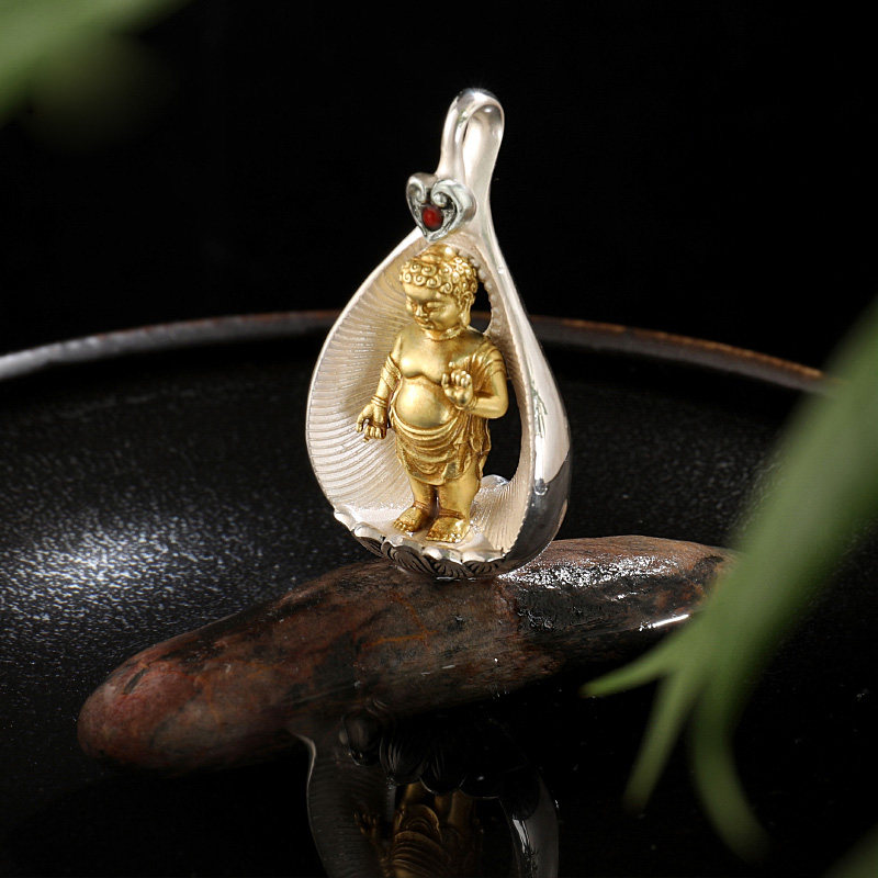 吉祥汉传太子佛释迦摩尼沐浴佛项链饰品吊坠挂件护身平安配饰包邮