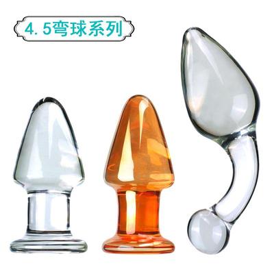 男耐高温穴位4.5cm金色透明玻璃按摩棒局部扩张另类抚慰器具细腻