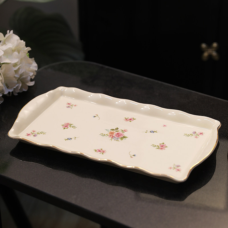 轻奢陶瓷托盘精致托盘长方形分餐盘盘子高级感小吃盘酒店用品茶盘,餐饮具,盘,淘宝优惠券,粉丝福利购,淘宝优惠卷