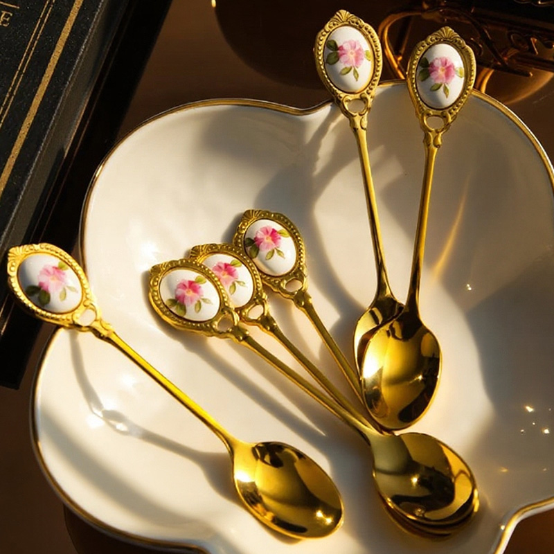 轻奢宫廷咖啡勺家用搅拌勺