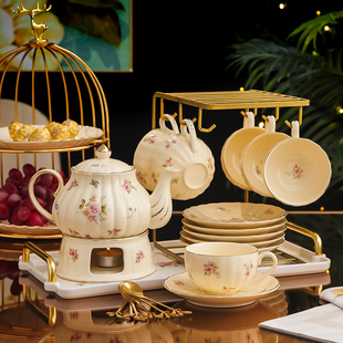 英式下午茶茶具套装茶壶乔迁新居礼物家用高档茶杯乔迁蜡烛加热