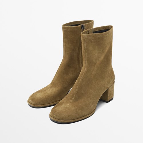 西班牙小众MD女鞋2025秋冬真皮粗跟短靴高跟弹力靴瘦瘦靴单靴子女