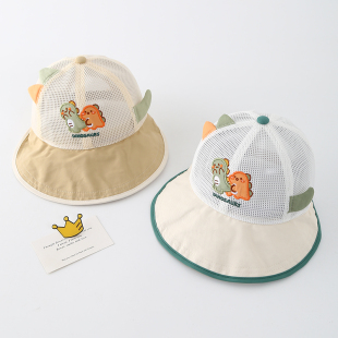 儿童帽子夏季 透气网眼鸭舌帽男孩女宝宝婴儿遮阳防晒太阳帽潮 薄款