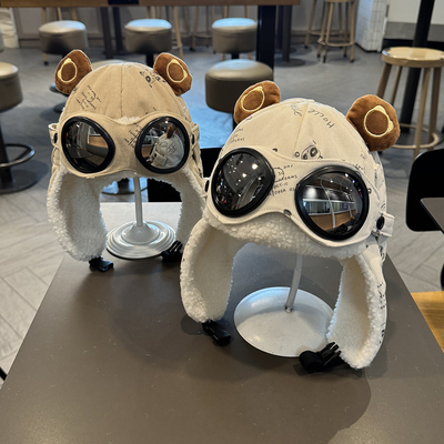 儿童飞行员帽子秋冬季男童雷锋帽女护耳防风防寒宝宝加绒加厚保暖