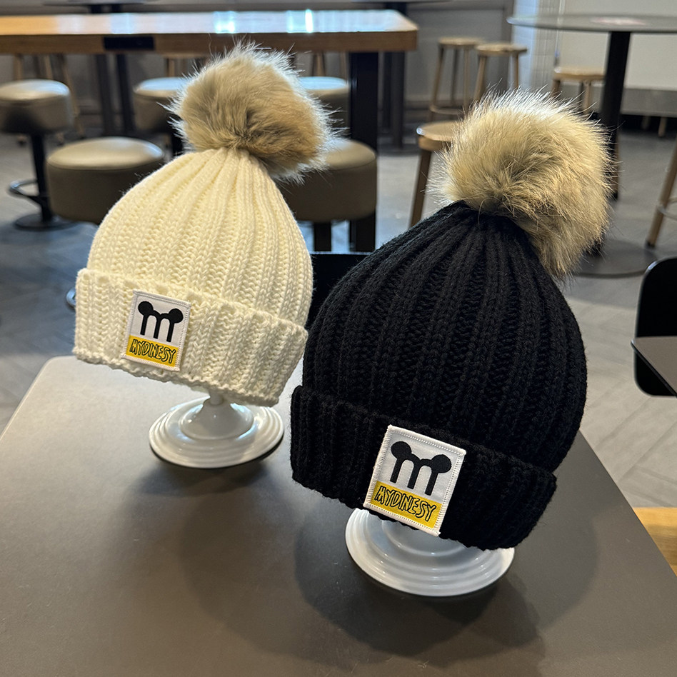 儿童帽子秋冬季宝宝保暖字母毛线帽男女童加绒加厚毛球套头针织帽,童装/婴儿装/亲子装,帽子,淘宝优惠券,粉丝福利购,淘宝优惠卷