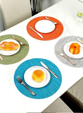 欧式托盘垫圆形35cm酒店西餐垫防滑碗垫绿色隔热家用桌垫编织餐垫