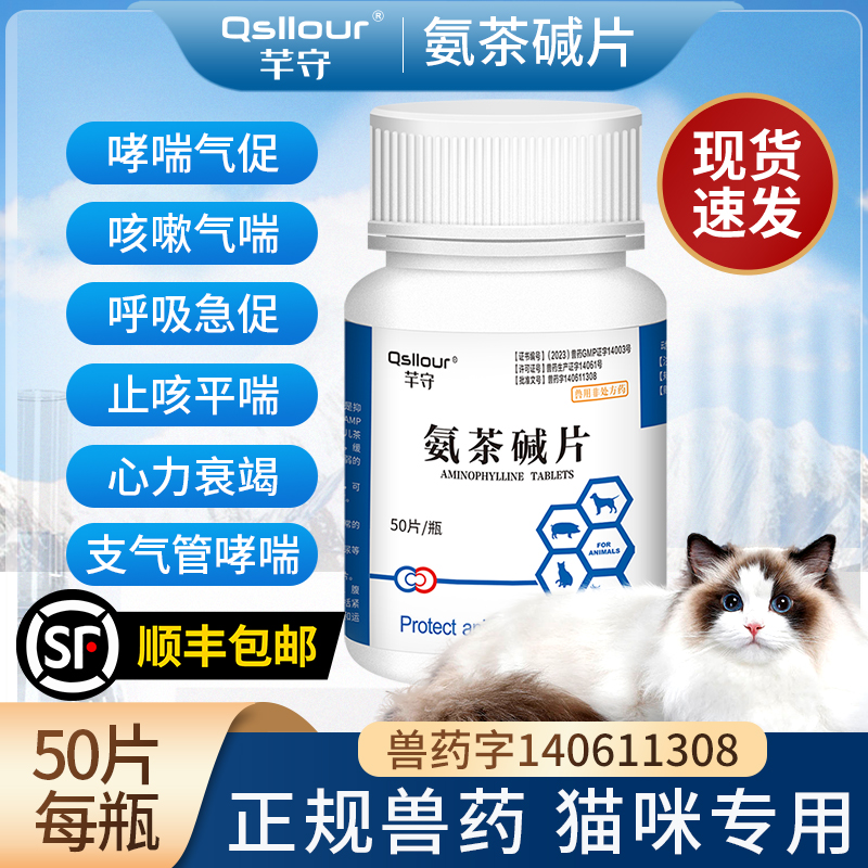氨茶碱片宠物狗狗猫咪哮喘药心脏