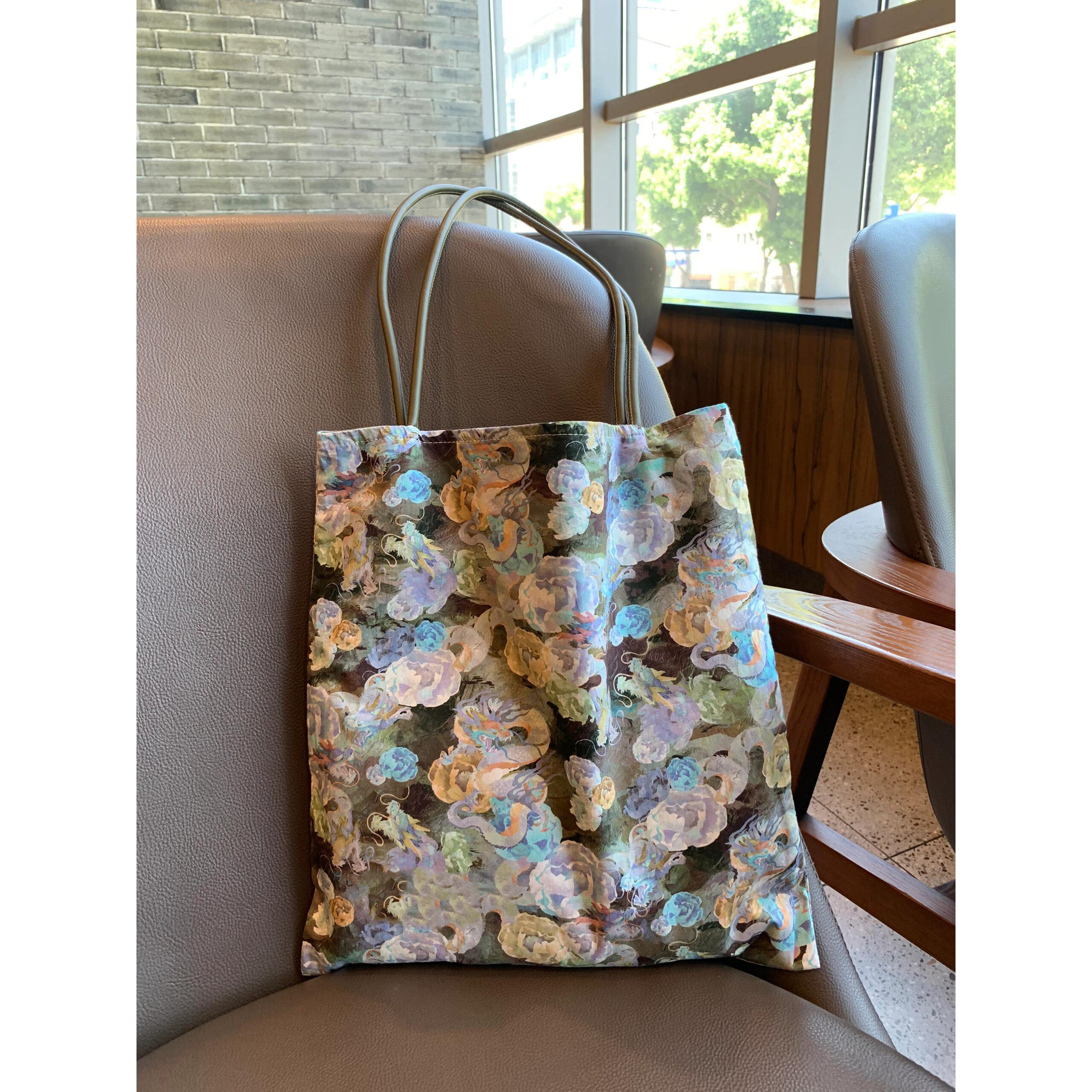 复古新中式龙吟之花帆布包女购物袋高级国风单肩腋下托特包大容量,箱包皮具/热销女包/男包,时尚帆布包,淘宝优惠券,粉丝福利购,淘宝优惠卷