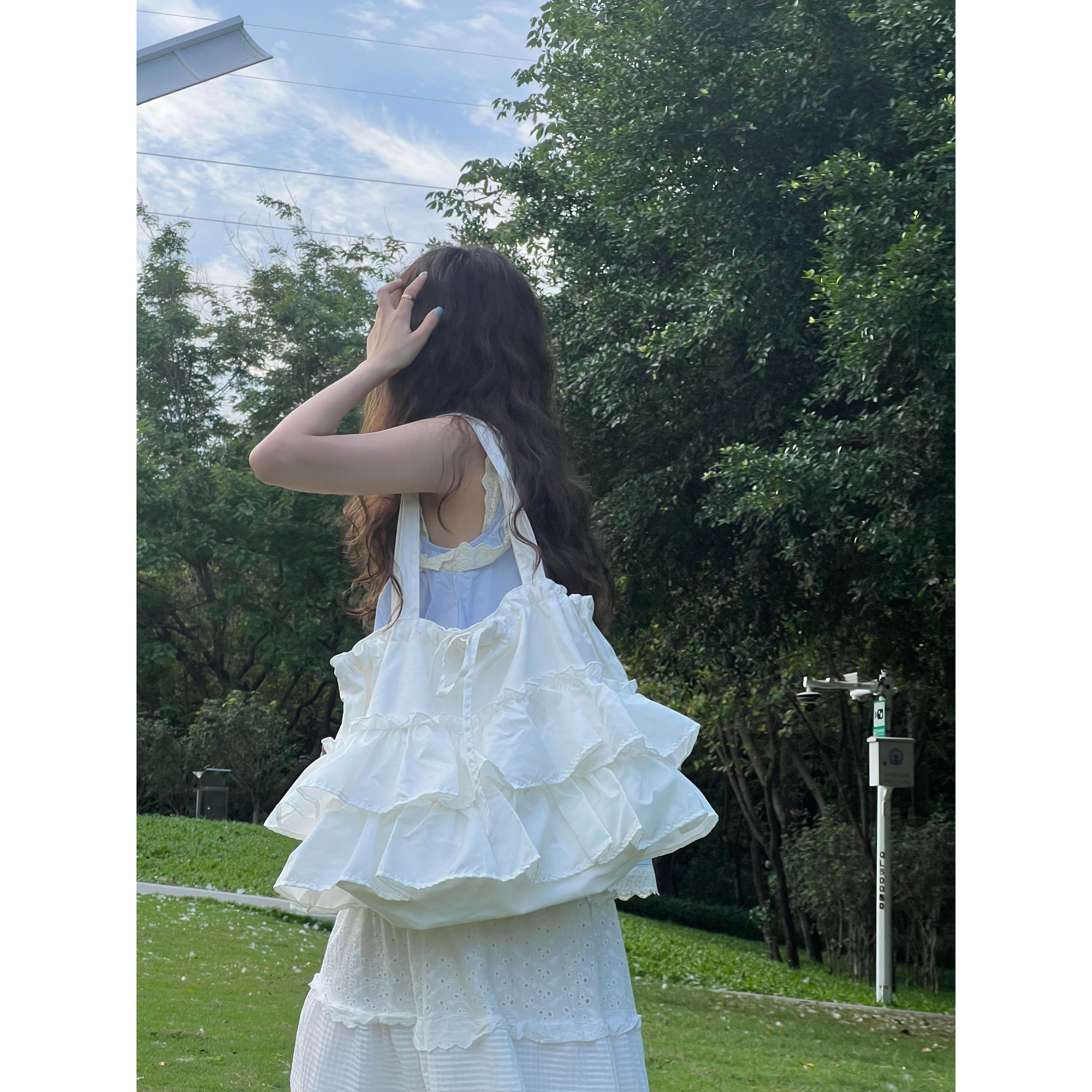 粉丝福利款亏本清仓剩1件芭蕾风帆布包女2025新款腋下荷叶托特包