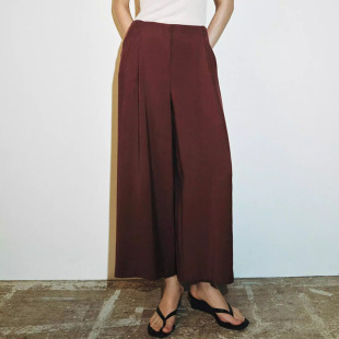 新款 606 女装 1478029 800 中腰宽松复古褶饰阔腿裤 ZA 2026春季