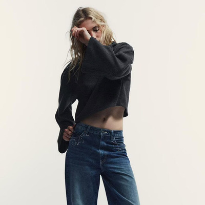 ZA 2025冬季新款女装简约百搭长袖卷边领口软质卫衣 5644987 722