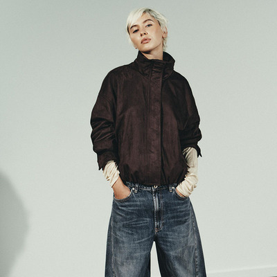 ZA 2025冬季新款女装百搭绒面质感飞行员夹克外套 8490878 700