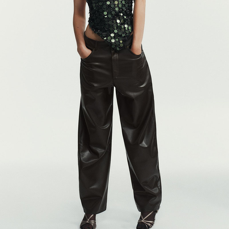 ZA 2025冬季新款女装休闲中腰口袋饰气球版型裤子 4391553 717