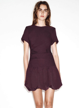 ZA 2026春季新款女装气质短袖圆领气球版型短连衣裙 2268541 610