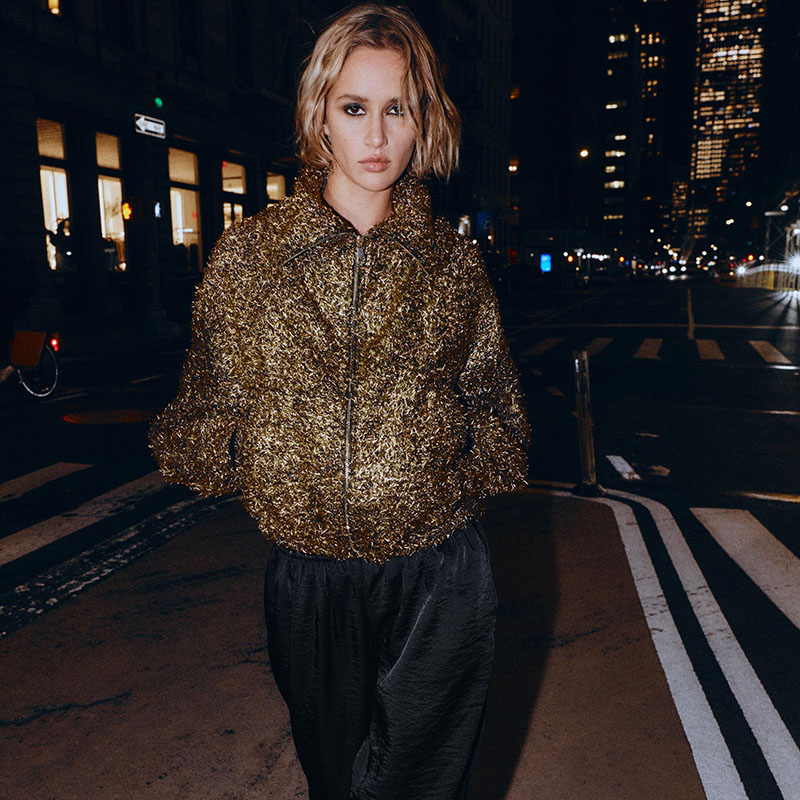 ZA 2025冬季新款女装百搭金属色线飞行员夹克外套 9530601 830