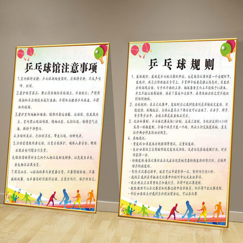 乒乓球训练馆装饰画俱乐部注意事项规则宣传贴纸球馆墙面海报贴画