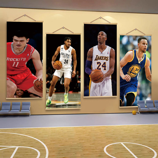 篮球馆墙面装饰挂布nba明星壁画乔丹科比詹姆斯库里哈登海报贴纸