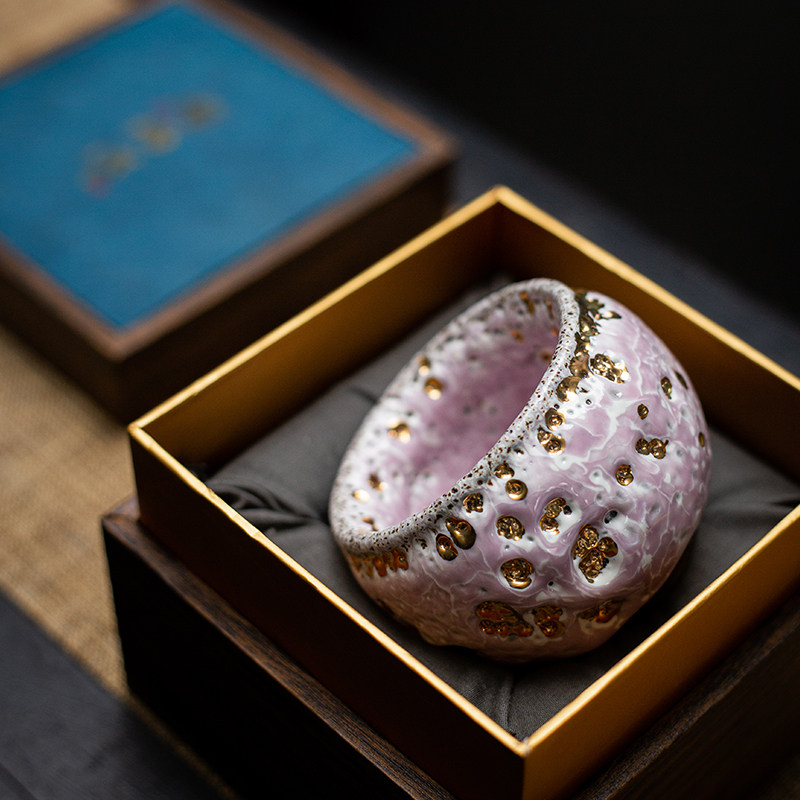 志野烧丹粉虫洞点金禅定杯陶瓷主人杯中式复古品茗杯茶碗茶盏单杯,餐饮具,茶杯,淘宝优惠券,粉丝福利购,淘宝优惠卷