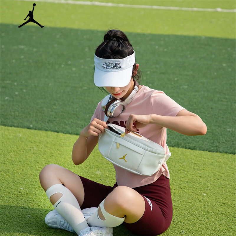 JORDAN耐克腰包男女包金标飞人皮质蛇纹斜挎包骑行包学生轻便胸包